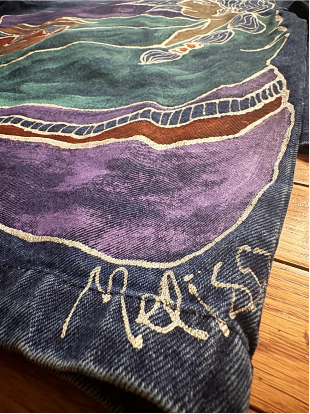 Vintage Hand Painted Denim Jacket Typhoons by Melissa-BOHO Southwestern NOS-MINT - Picture 10 of 16